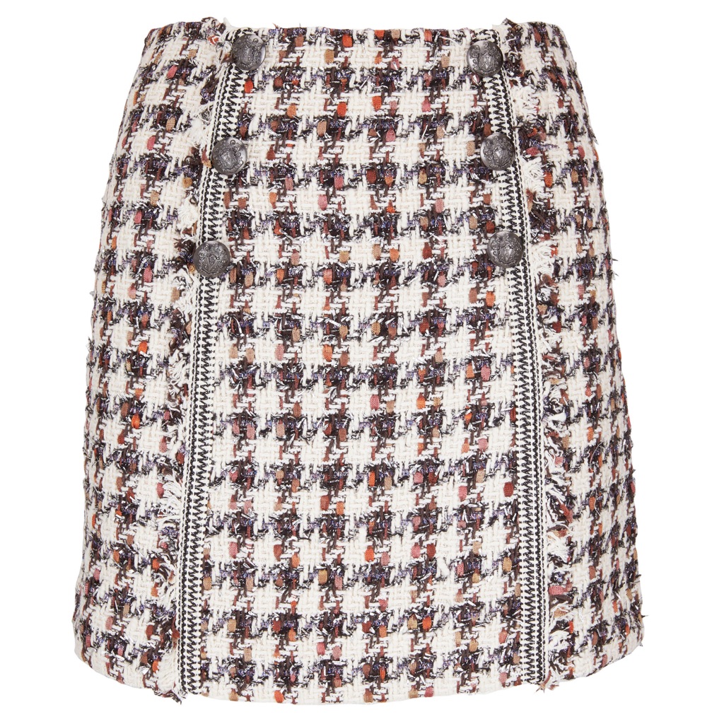 Veronica Beard Starck Houndstooth Tweed Mini Skirt